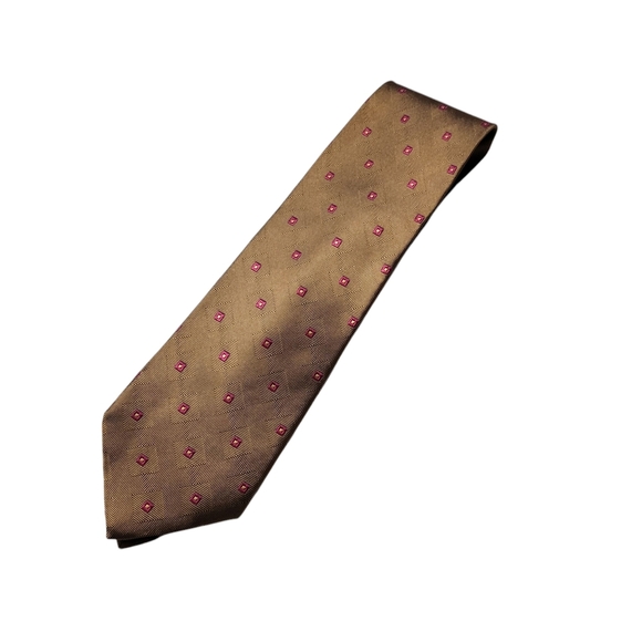Tom James Other - Vintage Tom James Ventura Gold & Pink Silk Tie Made in the USA. TALL